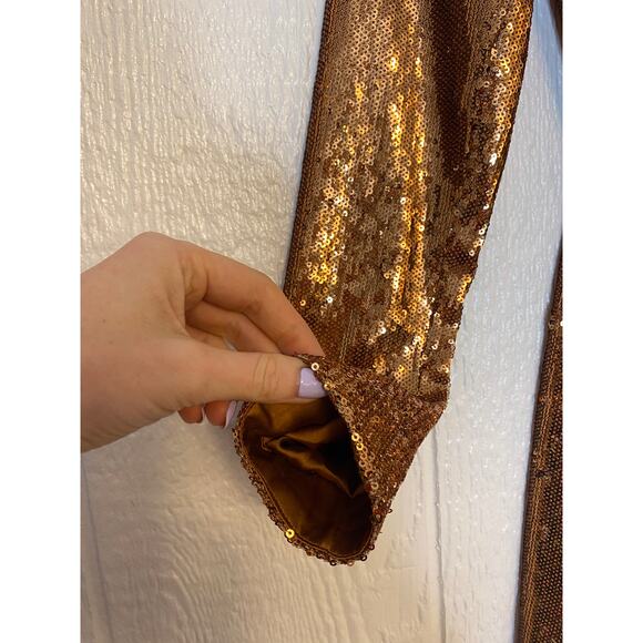 RAMY BROOK Hallie Belted Bronze Sequin Crew Neck Shift Dress US XS NWT - Picture 11 of 12